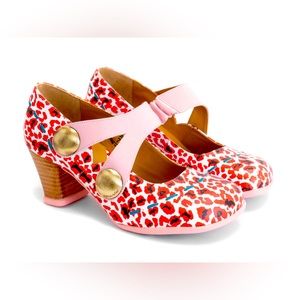 JOHN FLUEVOG Mary Jane Leopard Print Patent Heels Shoes, Size 9.5